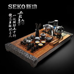 新功 seko 檀香木茶盘 整套茶具 功夫茶盘茶具 电热茶炉大茶盘 茶具套装 f28 古铁酿韵电水瓶 热水瓶产品图片1